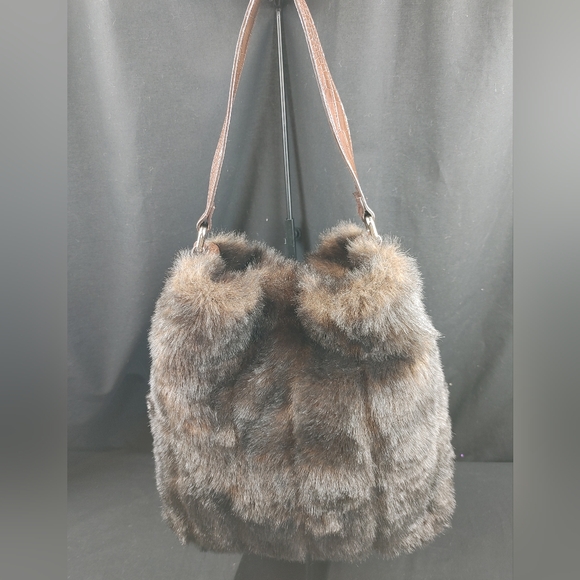 Bath & Body Works Large Brown Fur Shoulder Tote Bag - Picture 1 of 6